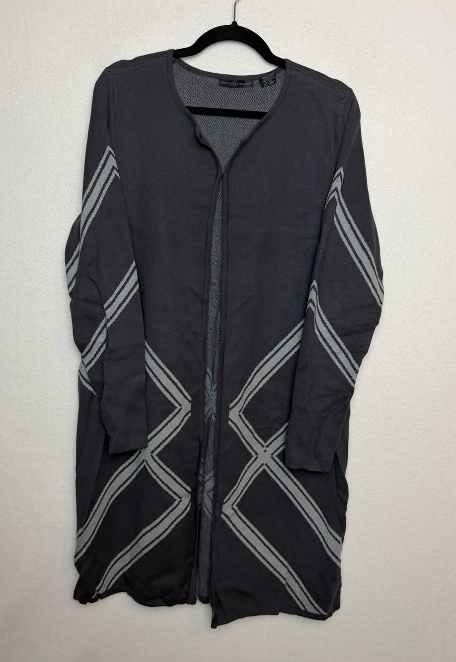 Preswick & Moore Long Cardigan Sweater Gray Open Front Women's Size XL